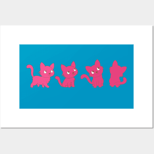 Pink thinking cat Posters and Art